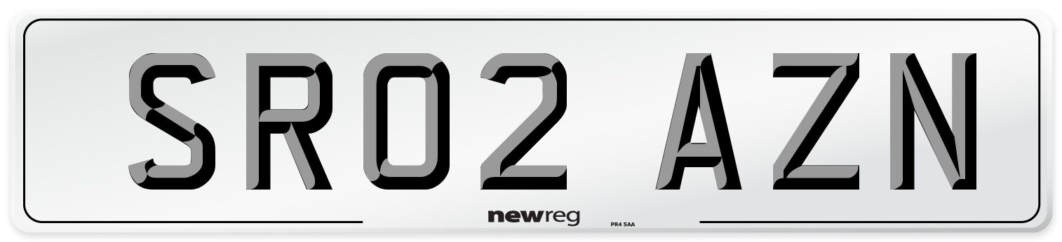 SR02 AZN Number Plate from New Reg